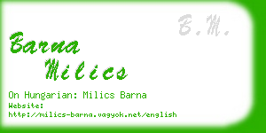 barna milics business card